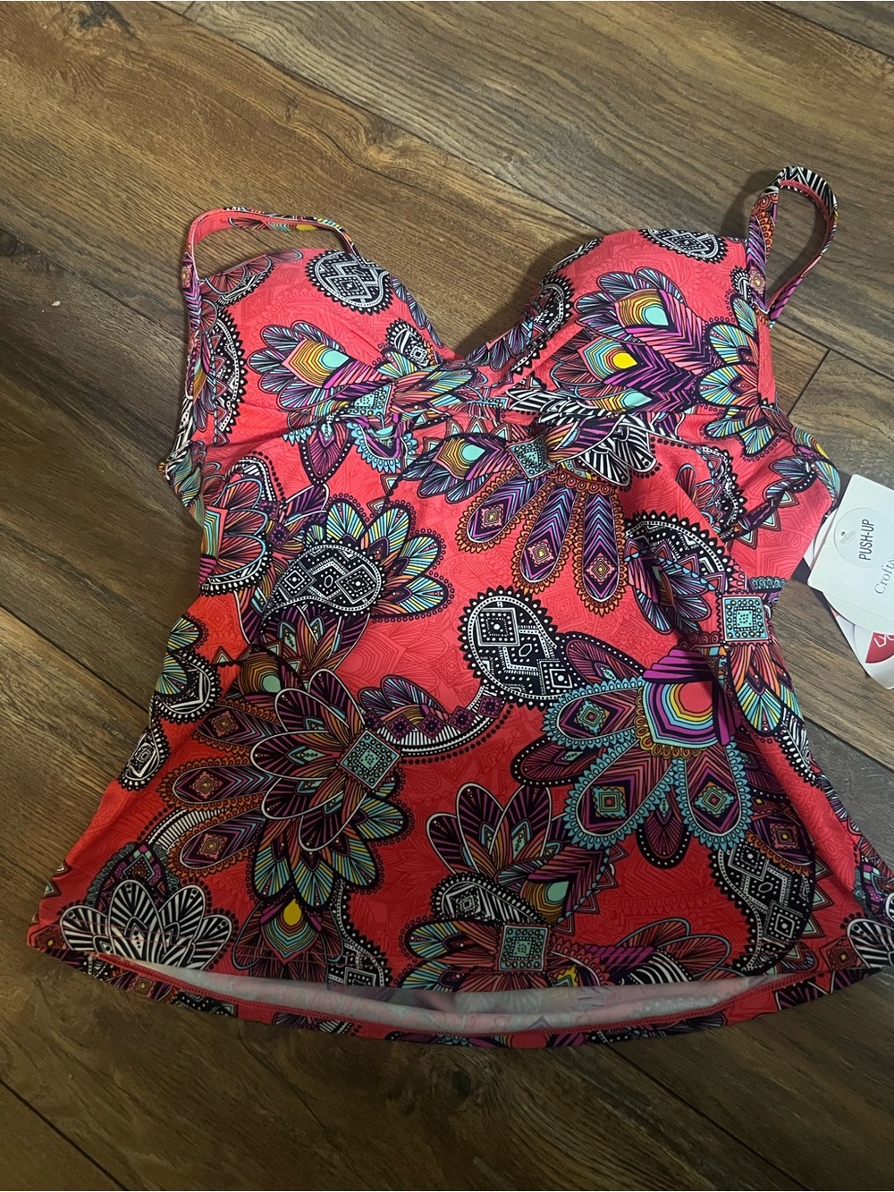 Croft and Barrow Floral Paisley Print Tankini Top with Multicolor Accen
